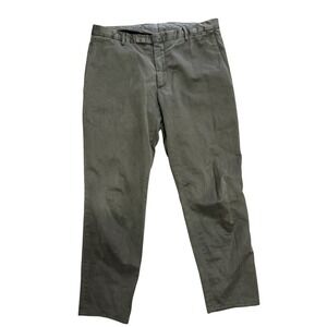 Boglioli Mens Olive Green Herringbone Cotton Chino Pants Made in Italy